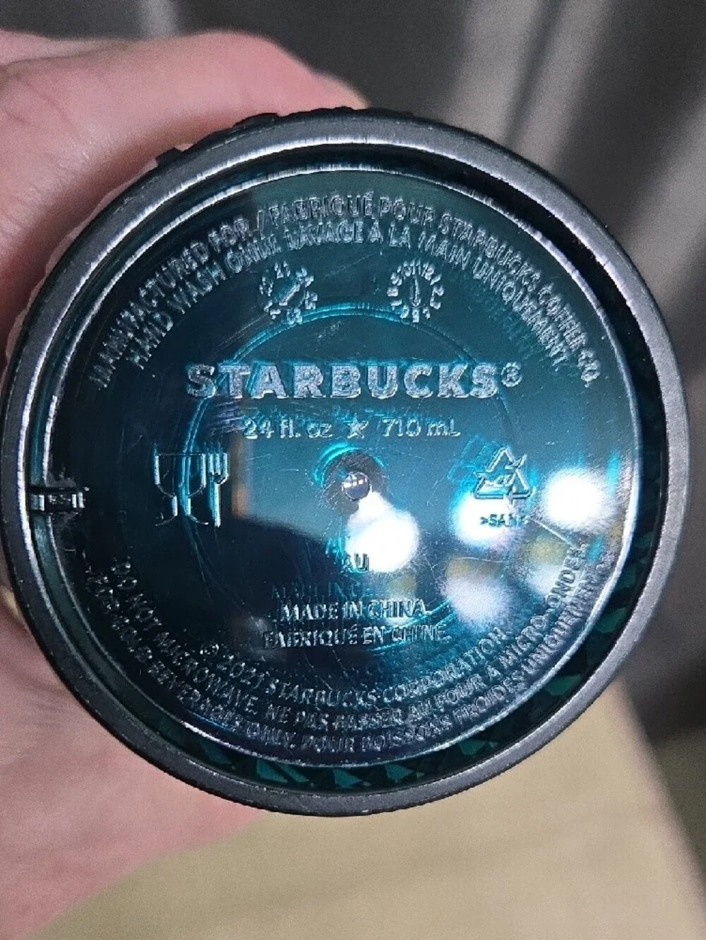 Starbucks Dark Teal Textured Cold Cup with Straw NWOT